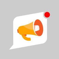 flat illustration of megaphone with chat bubble. new announcement, latest news, or important message notification. for user interface, website popups, mobile apps, and digital communication alerts vector