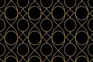 Art Deco circle pattern with refined golden lines on a deep black background vector