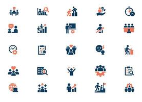 A Collection of Twenty Five Flat Solid Icons for Human Resources - Teamwork, Recruitment, Training, and More vector
