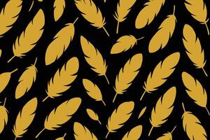 Gold Feather Pattern on Black - Elegant Minimal Design vector