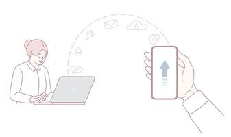 The Importance of Digital Connection and Data Sharing in Todays Modern Workspace Contexts vector