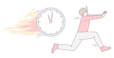 Time Management Successfully Catching Up with Time while Actively Running and Thriving vector