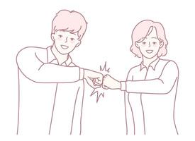 Teamwork and Collaboration Experience a Joyful and Fun Fist Bump Moment Together vector