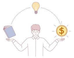 Balancing knowledge acquisition and wealth generation by leveraging innovative ideas vector