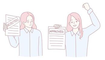 Exploring the contrast between approval and rejection in the decisionmaking process clearly vector