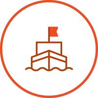 A boat with a flag on it in a circle vector