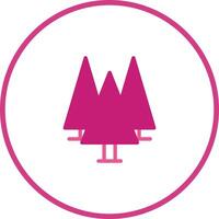 A pink circle with three trees in it vector