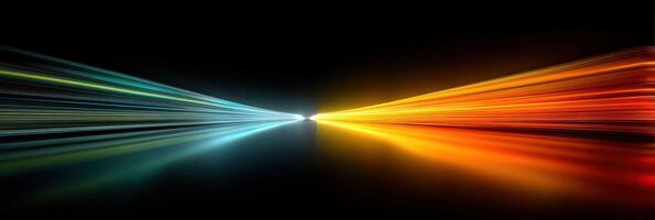 Vivid light trails creating a dynamic representation of motion and energy in an abstract setting photo