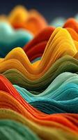 Colorful waves of fabric create an intricate and vibrant texture in a creative display of materials at an art venue photo