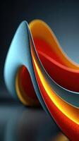 Abstract sculpture with smooth curves and vibrant colors in a modern art setting photo