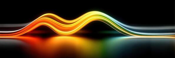Abstract representation of vibrant light waves on a dark background showcasing dynamic movement and color flow photo