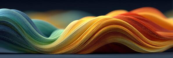 Colorful fabric waves display texture and movement in a dynamic artistic arrangement photo