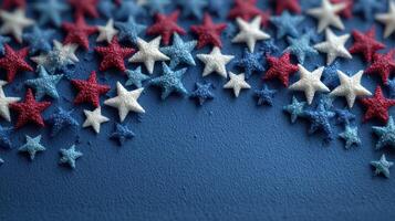 Colorful stars in red, white, and blue create a festive decoration for national celebrations and events photo