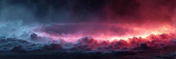 Vibrant cosmic clouds illuminated by light in a vast galaxy at night showcasing a stunning display of colors photo