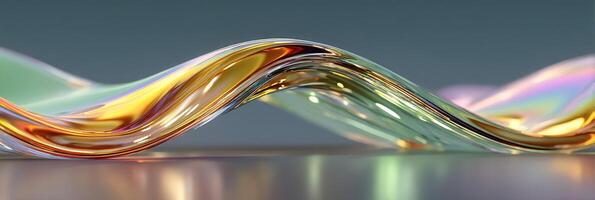 Light refracting through flowing glass waves creates a mesmerizing display of color and movement in a tranquil setting photo