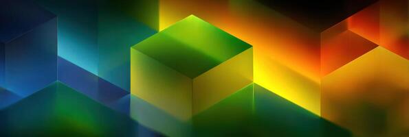 Colorful geometric shapes creating an artistic display of light and reflection in a modern abstract design photo