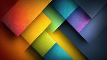 Colorful geometric abstract shapes creating a vibrant composition against a dark background photo