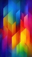 Vibrant geometric shapes create a colorful abstract design with gradients and transparency effects photo
