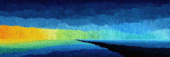 Vibrant artwork depicting a serene landscape at twilight with an array of colors blending into night photo