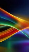 Colorful abstract light trails create a dynamic visual display on a dark background in this vibrant artistic composition photo