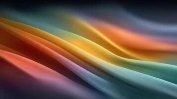 Colorful silk fabric drapes flowing gracefully in soft waves with vibrant hues blending beautifully together photo