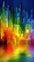 Colorful abstract landscape with vibrant reflections on the water surface during a calm evening photo