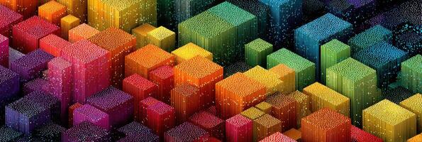 Colorful abstract digital art displaying vibrant geometric shapes in a modern design layout photo