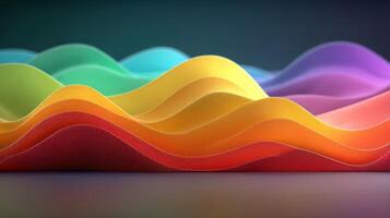 Colorful waves of fabric create an abstract design with gradient hues in a soft lighting setting photo