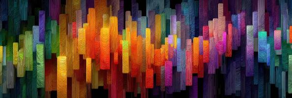 Colorful abstract vertical shapes create a vibrant and dynamic display in a contemporary artwork installation photo
