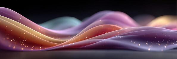 Colorful flowing waves with shimmering details create a smooth abstract design in a dark background photo