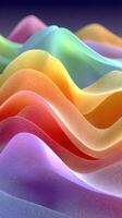 Vibrant waves of colorful fabric create a mesmerizing effect in a serene background of soft hues photo