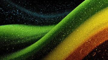 Vibrant patterns created with colorful sand art on a black background during an artistic demonstration photo