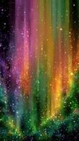 Colorful abstract digital art featuring streaks of vibrant hues and shimmering particles creating a dynamic visual experience photo