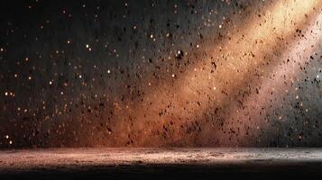 Light beams illuminate textured wall creating an atmospheric background for creative designs in a dimly lit space photo