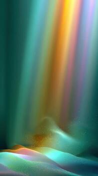 Colorful light beams create a vibrant display against a soft, ethereal background during a tranquil moment photo