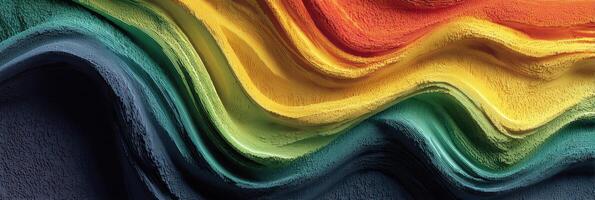 Colorful fabric waves creating an abstract pattern in vibrant hues of red, yellow, green, and blue photo