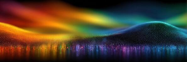 Colorful abstract wave patterns reflecting on water in a vibrant display of light and texture photo