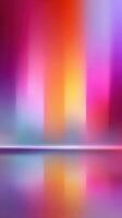 Colorful abstract background with vibrant hues reflecting in a calm surface during twilight photo