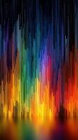 Colorful abstract display featuring vertical lines creating a vibrant gradient during an artistic event photo