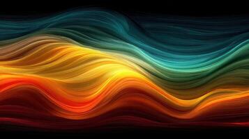 Colorful abstract waves flow seamlessly in vibrant shades across a dark backdrop photo