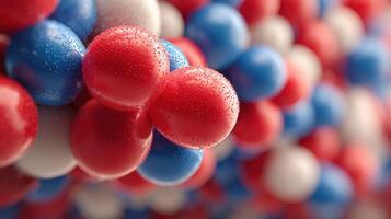 Colorful molecular structure with red, blue, and white atoms illustrating a complex scientific concept photo