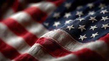 Stars and stripes wave gently, showcasing the red, white, and blue fabric with pride on a sunny day in America photo