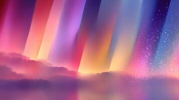 Colorful sunrise over serene clouds with vibrant rays illuminating the sky at dawn photo