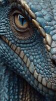 Close-up view of a textured dragon eye highlighting scale patterns and color details photo