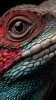 Close-up of a colorful lizard showcasing intricate scales and vibrant patterns in a natural habitat photo