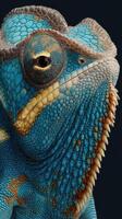 Colorful lizard close-up showcasing vibrant blue scales and intricate textures in a natural habitat photo