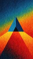Bright pyramid illuminated by vibrant colors and geometric patterns in a creative artwork photo