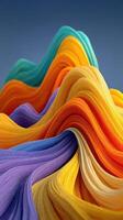 Vibrant strands of colorful material flow together like a captivating landscape of waves and hills photo