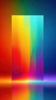 Vibrant abstract light display with colorful gradients reflecting on a smooth surface photo
