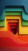 Colorful layered abstract design showcasing textured waves with gradients reminiscent of sunset over rolling hills photo